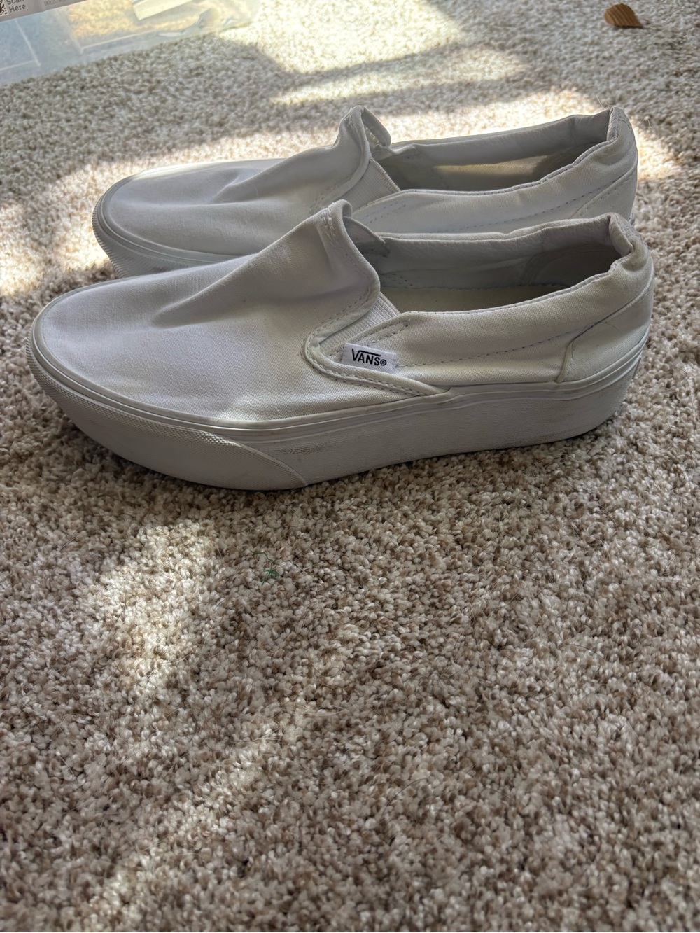 Vans White Slip-On Platform Loafers